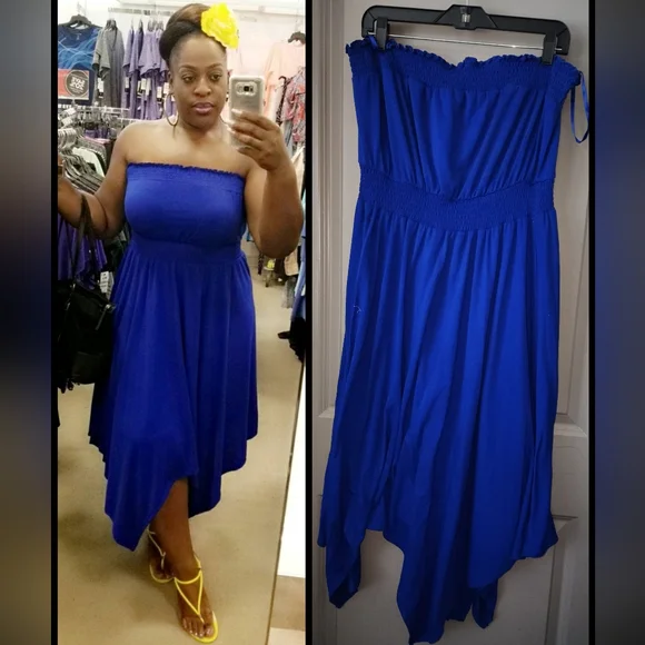Chic Strapless Royal Blue Maxi Dress - Picture 1 of 3